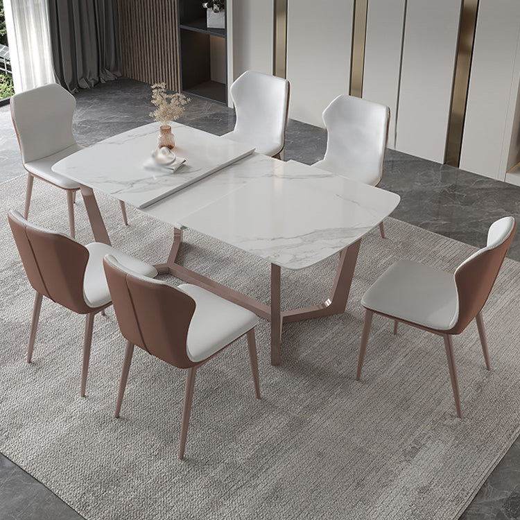 Nordic 1/4/5/7 Pieces Dining Set Sintered Stone Dining Table with Leather Chairs