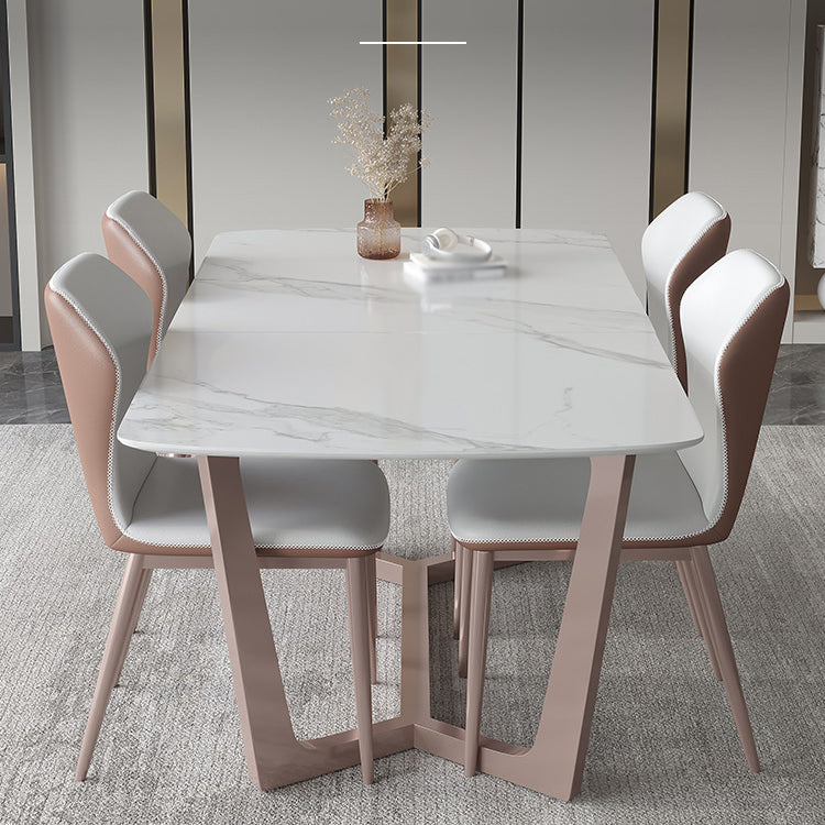 Nordic 1/4/5/7 Pieces Dining Set Sintered Stone Dining Table with Leather Chairs