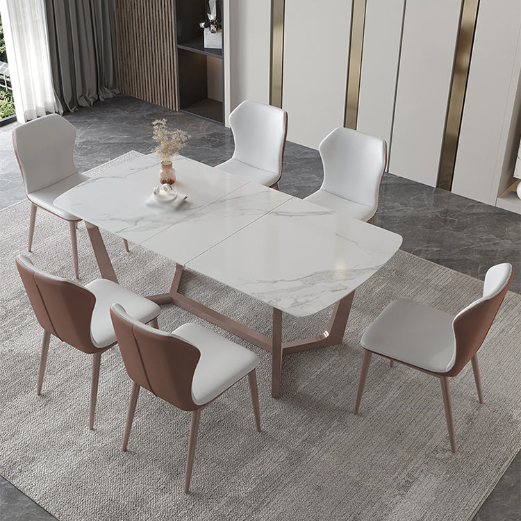 Nordic 1/4/5/7 Pieces Dining Set Sintered Stone Dining Table with Leather Chairs