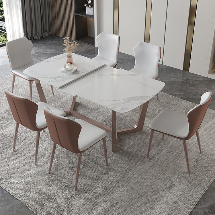 Nordic 1/4/5/7 Pieces Dining Set Sintered Stone Dining Table with Leather Chairs