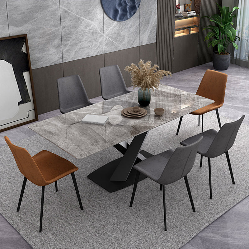 Contemporary 1/4/5/7 Pieces Dining Set Gray Sintered Stone Dining Table for Home Use