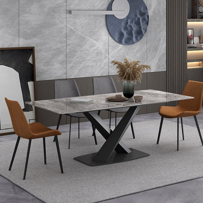 Contemporary 1/4/5/7 Pieces Dining Set Gray Sintered Stone Dining Table for Home Use