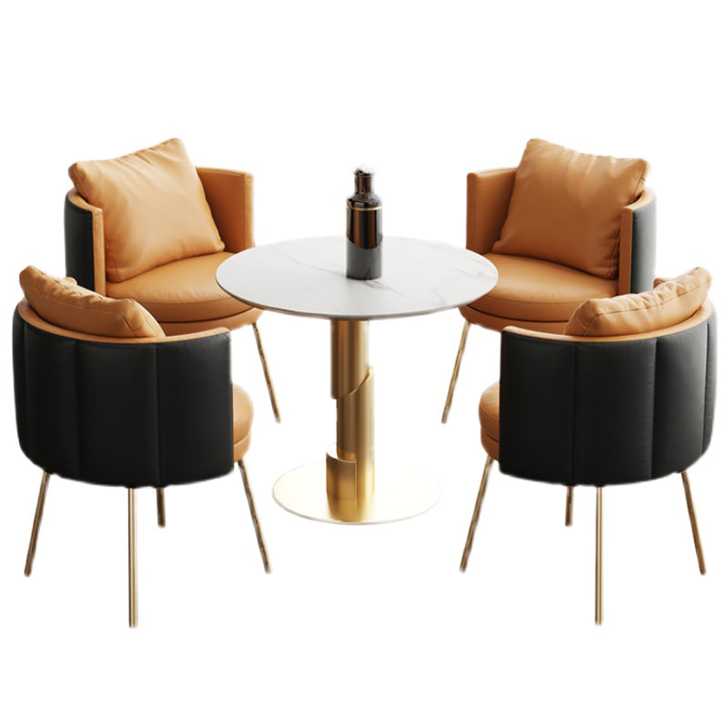 Glam 1/3/4/5 Pieces Dining Set White Sintered Stone Dining Table