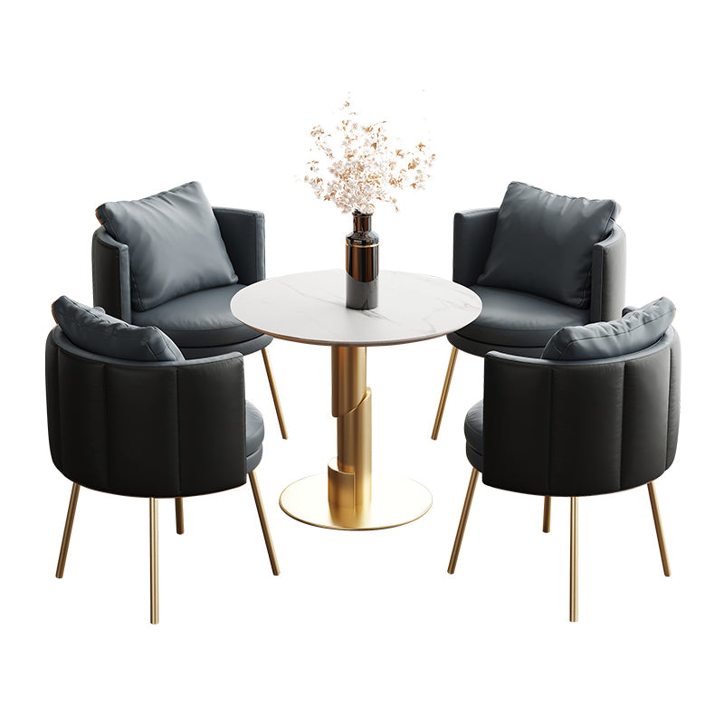 Glam 1/3/4/5 Pieces Dining Set White Sintered Stone Dining Table