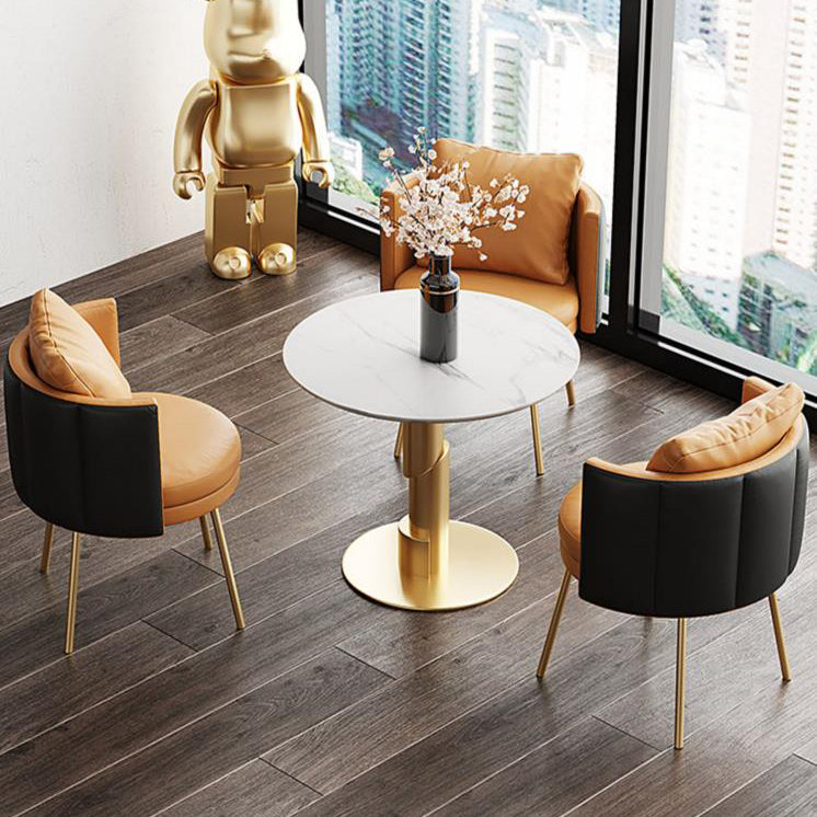 Glam 1/3/4/5 Pieces Dining Set White Sintered Stone Dining Table