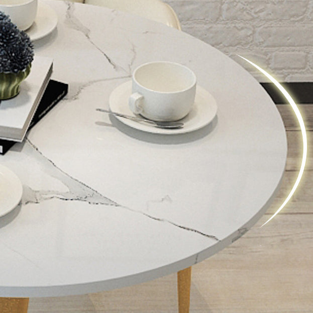 1/3/4/5 Pcs Metal Glam Dining Room Set with Round Table Dinette Set