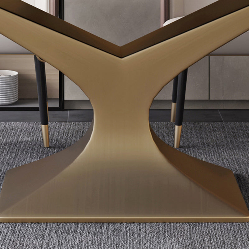 Luxury 1/2/5/ Pieces Dining Set Sintered Stone Dining Table Set with Leather Chairs