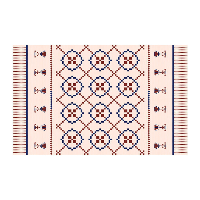 Green Morocco Rug Polyester Pattern Rug Washable Rug for Drawing Room