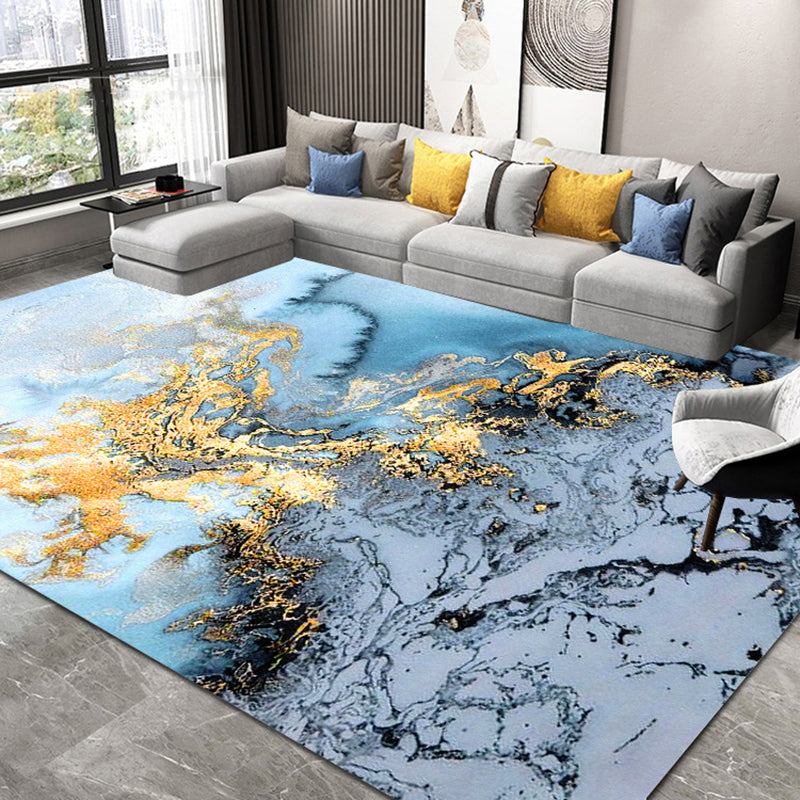 Gold Modern Teppich Polyester Graphic Teppich Waschbar Teppich für Wohnzimmer