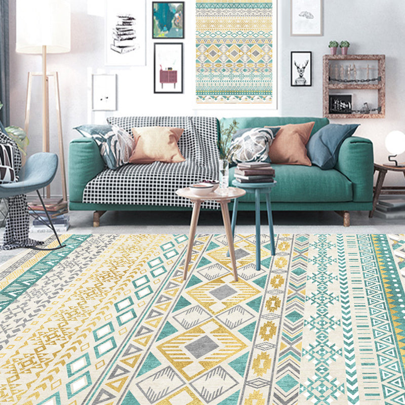 Gold Modern Teppich Polyester Graphic Teppich Waschbar Teppich für Wohnzimmer