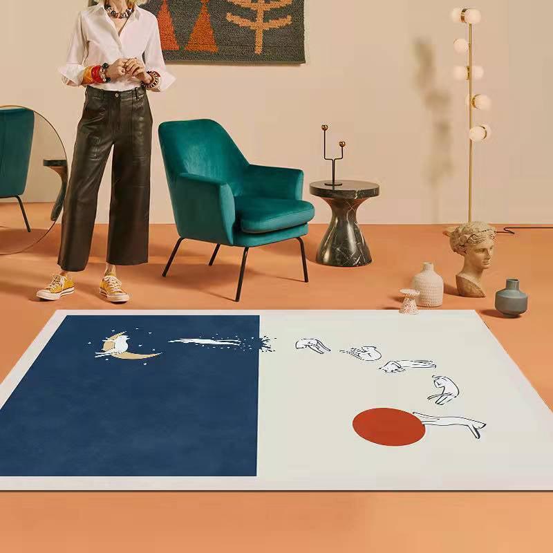 Postmoderner Blockteppich Polyester Innenteppich Waschbar Teppich für Wohnzimmerdekoration