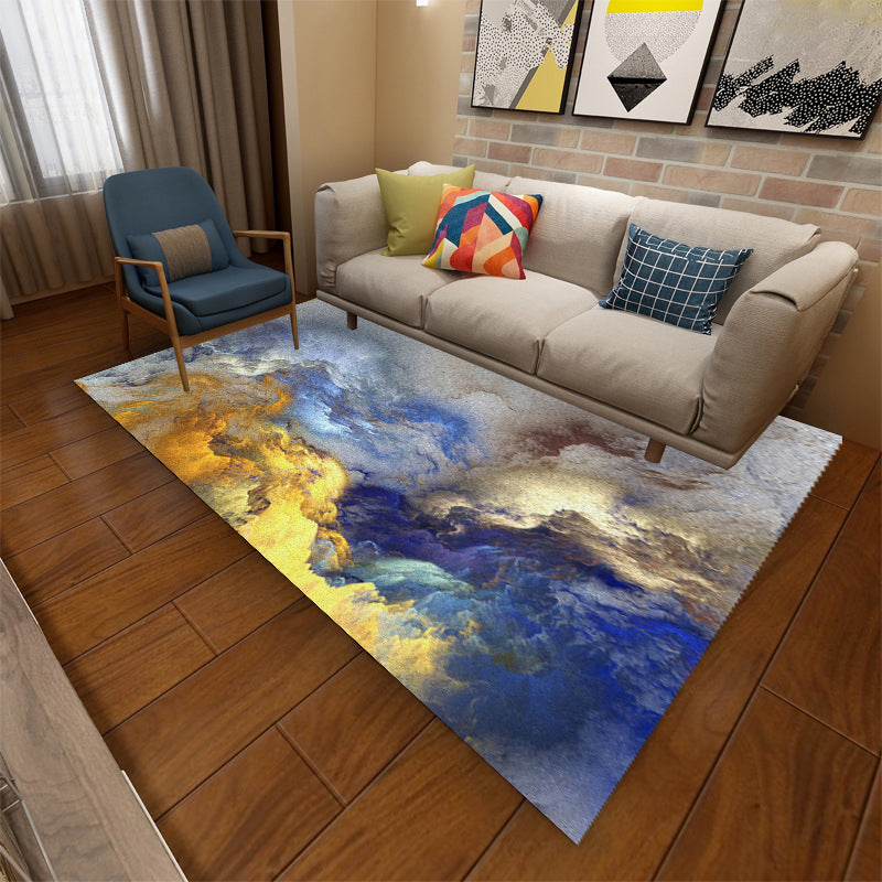 Hellgrau moderner Teppich Polyester Grafik Teppich Färbung widerstandsfähiger Teppich für Wohnzimmer