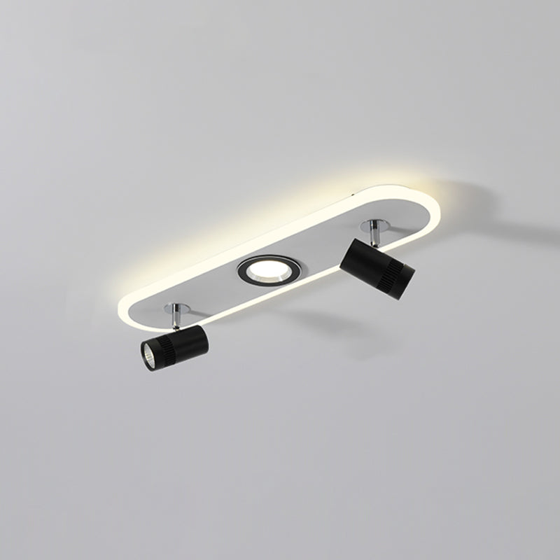 Ellipse Shape LED Rail Ceiling Lamp Modern Simple Style Iron Flush Mount for Living Room Aisle