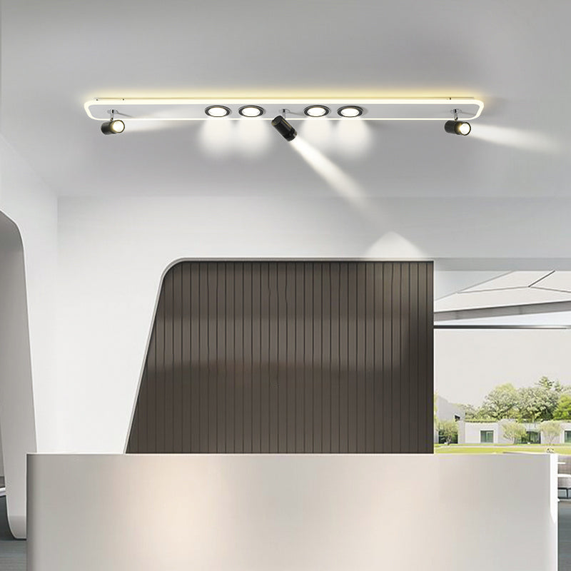 Ellipse Shape LED Rail Ceiling Lamp Modern Simple Style Iron Flush Mount for Living Room Aisle