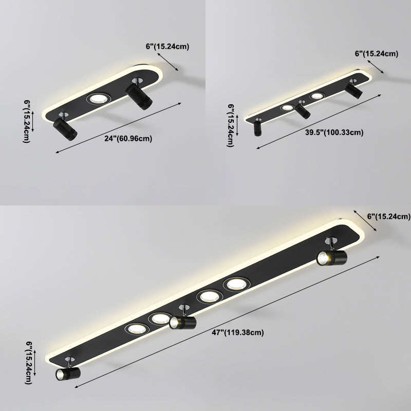 Ellipse Shape LED Rail Ceiling Lamp Modern Simple Style Iron Flush Mount for Living Room Aisle