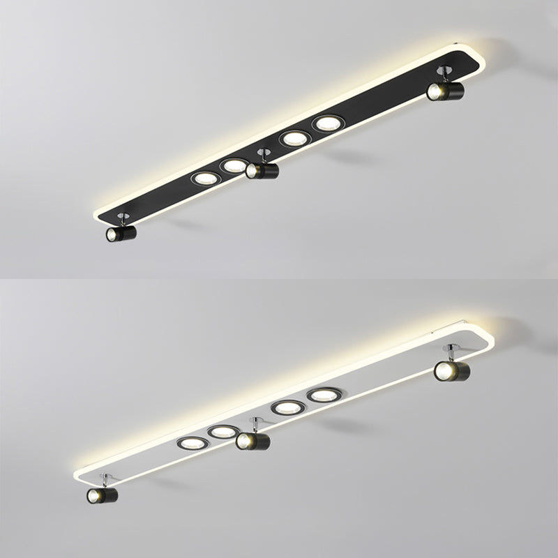 Ellipse Shape LED Rail Ceiling Lamp Modern Simple Style Iron Flush Mount for Living Room Aisle