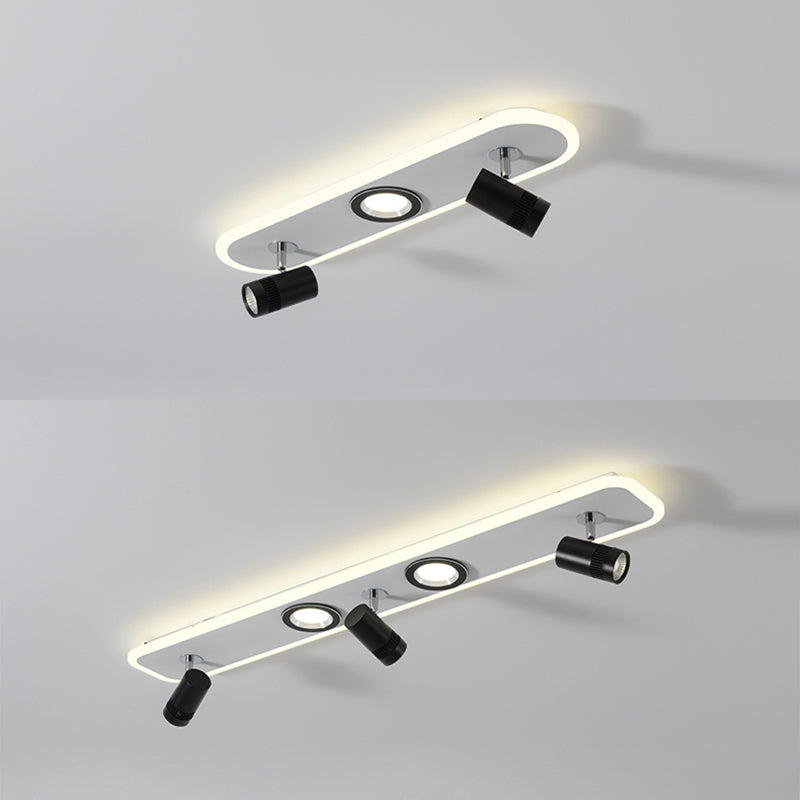 Ellipse Shape LED Rail Ceiling Lamp Modern Simple Style Iron Flush Mount for Living Room Aisle