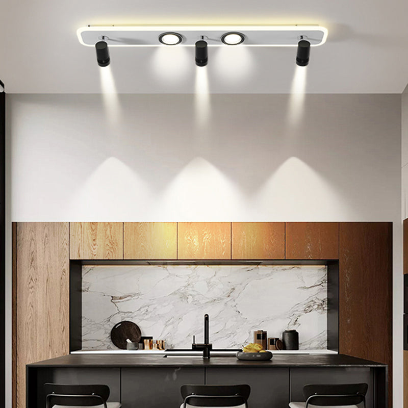 Ellipse Shape LED Rail Ceiling Lamp Modern Simple Style Iron Flush Mount for Living Room Aisle