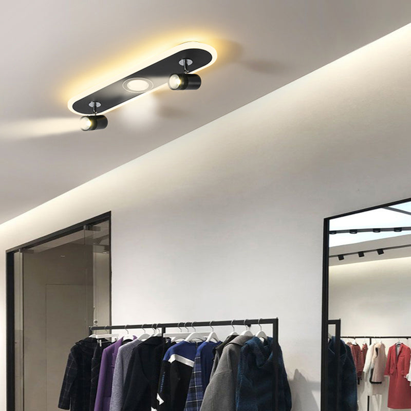 Plafonnier LED sur Rail en forme d'ellipse, montage encastré en fer, Style moderne et Simple, pour allée de salon