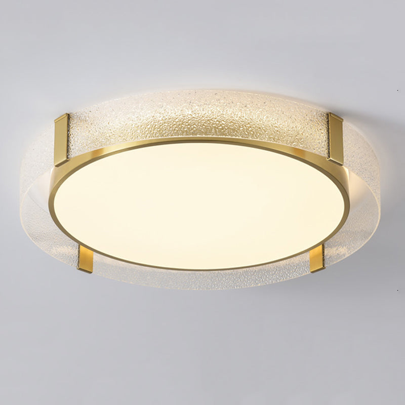 Geometry Shape Ceiling Lamp Modern Copper Flush Mount with Glass Lampshade for Bedroom