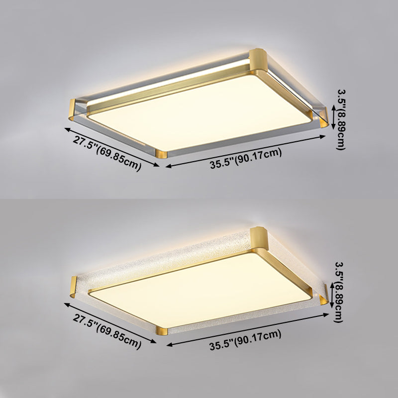 Geometry Shape Ceiling Lamp Modern Copper Flush Mount with Glass Lampshade for Bedroom