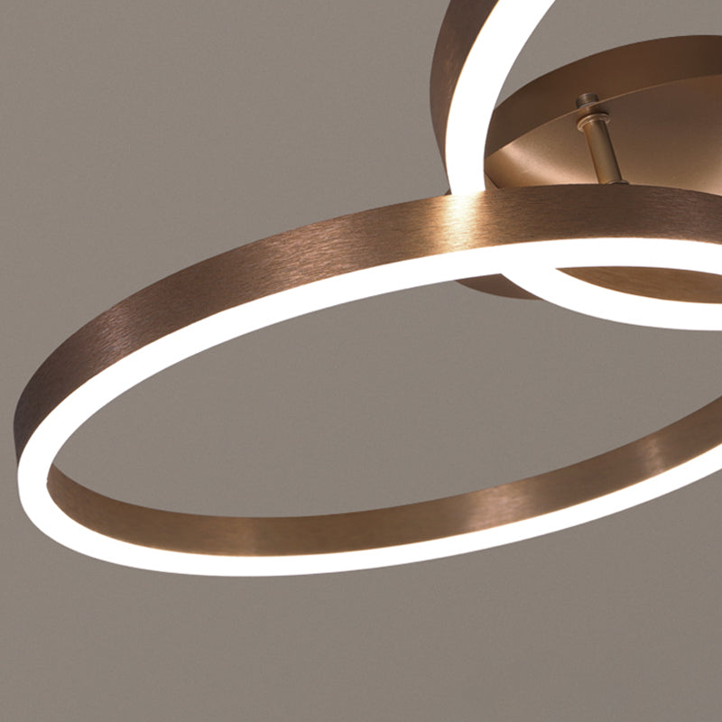 Contemporary Circular Flush Light Fixture Metal Flush Mount Lights in Brown