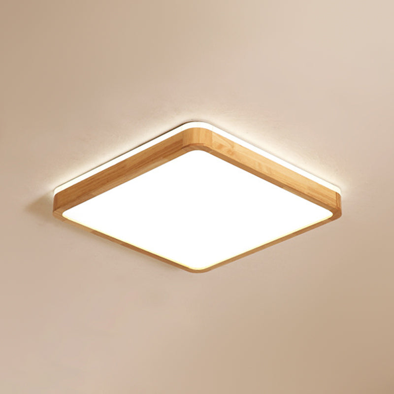 Geometry Shape LED Ceiling Lamp Modern Wood 1 Light Flush Mount for Dining Room Corridor