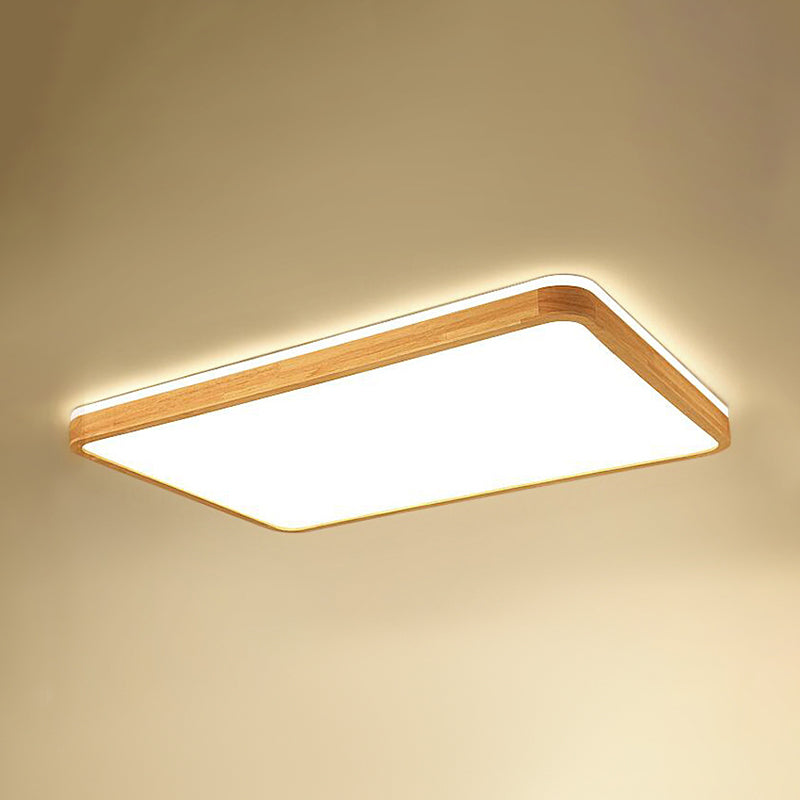 Geometry Shape LED Ceiling Lamp Modern Wood 1 Light Flush Mount for Dining Room Corridor