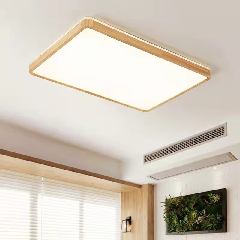 Geometry Shape LED Ceiling Lamp Modern Wood 1 Light Flush Mount for Dining Room Corridor