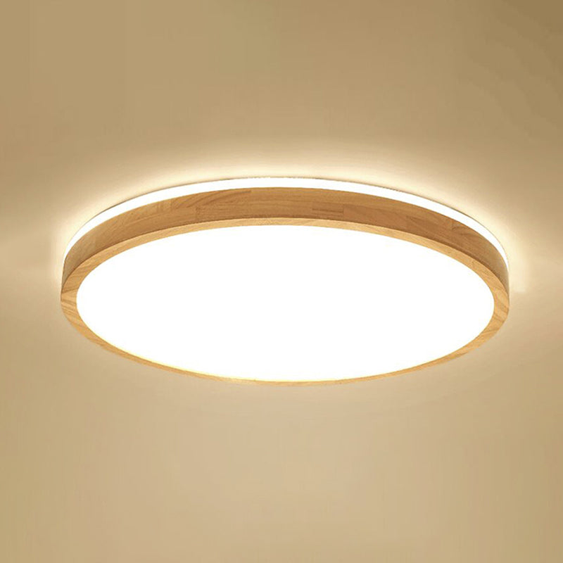 Geometry Shape LED Ceiling Lamp Modern Wood 1 Light Flush Mount for Dining Room Corridor