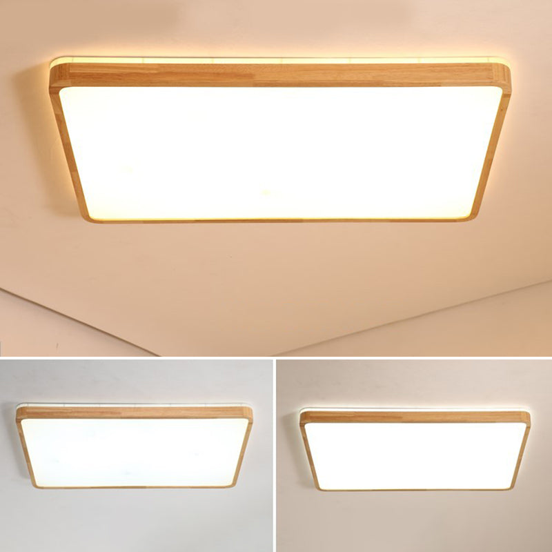 Geometry Shape LED Ceiling Lamp Modern Wood 1 Light Flush Mount for Dining Room Corridor