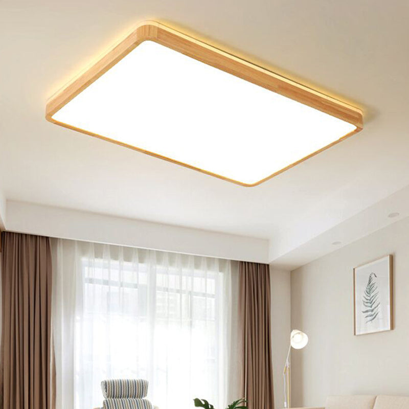 Geometry Shape LED Ceiling Lamp Modern Wood 1 Light Flush Mount for Dining Room Corridor