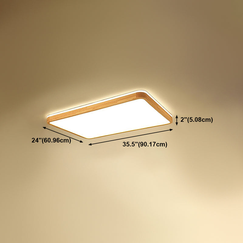 Geometry Shape LED Ceiling Lamp Modern Wood 1 Light Flush Mount for Dining Room Corridor