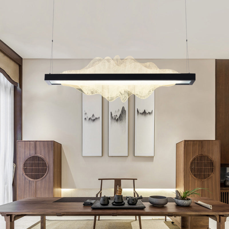 Modern Metal Pendant Lighting Rectangle 1-Light Island Lights