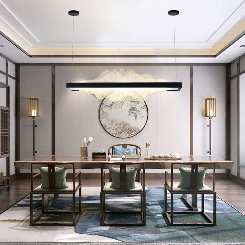 Modern Metal Pendant Lighting Rectangle 1-Light Island Lights