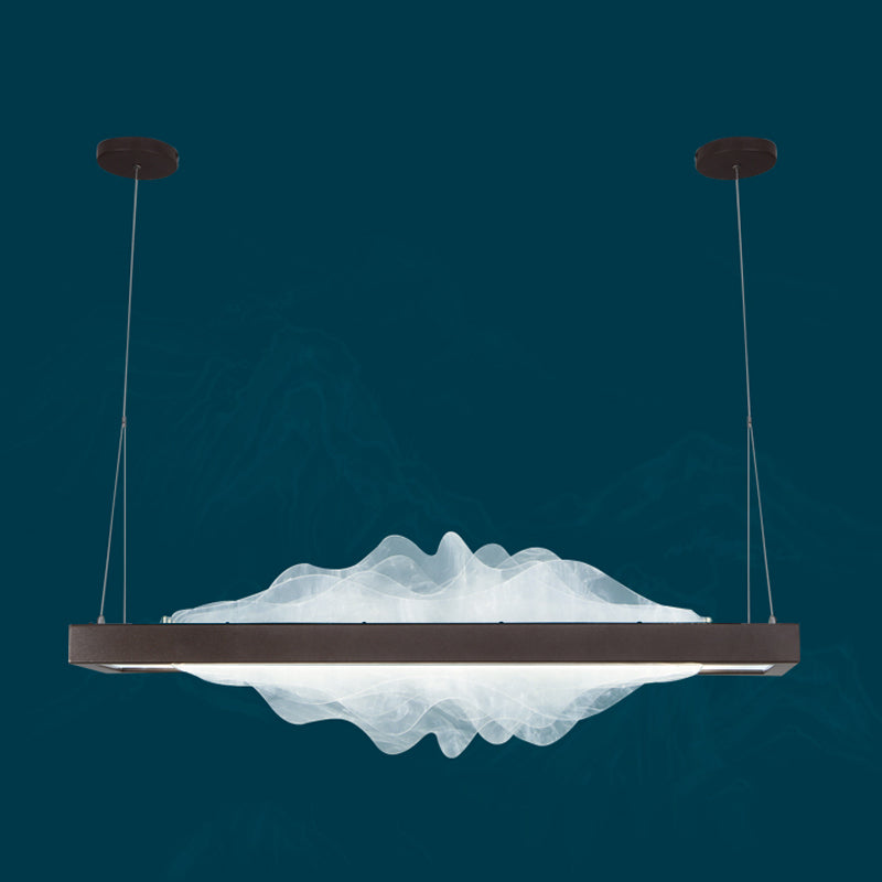 Modern Metal Pendant Lighting Rectangle 1-Light Island Lights