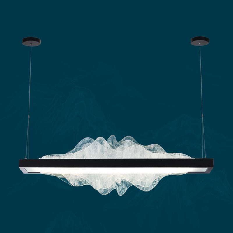 Modern Metal Pendant Lighting Rectangle 1-Light Island Lights