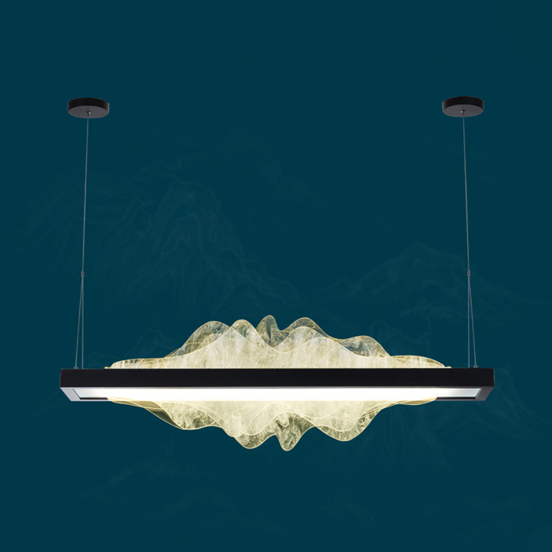 Modern Metal Pendant Lighting Rectangle 1-Light Island Lights