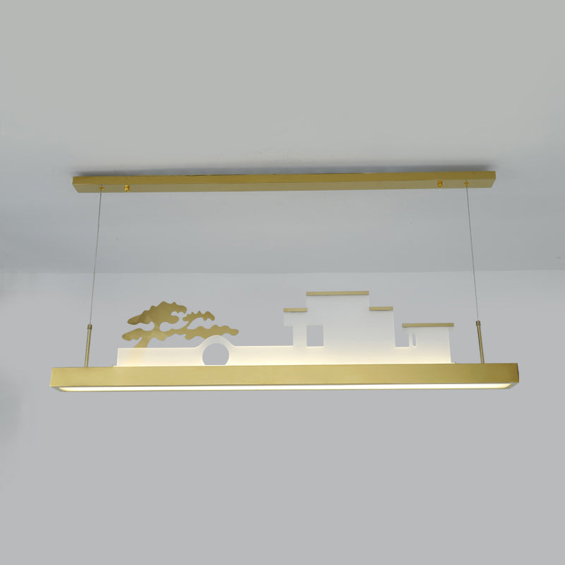 Zeitgenössische Kücheninselbeleuchtung Rechteck Metall 1-Licht Island Lichter