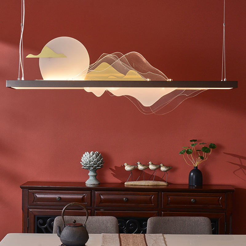 Zeitgenössische Kücheninselbeleuchtung Rechteck Metall 1-Licht Island Lichter