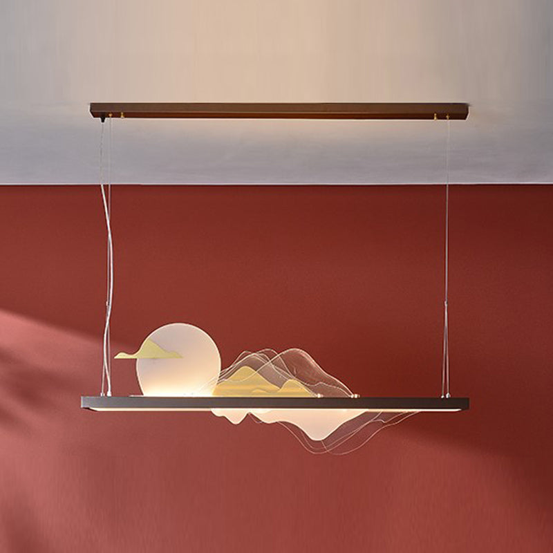 Zeitgenössische Kücheninselbeleuchtung Rechteck Metall 1-Licht Island Lichter