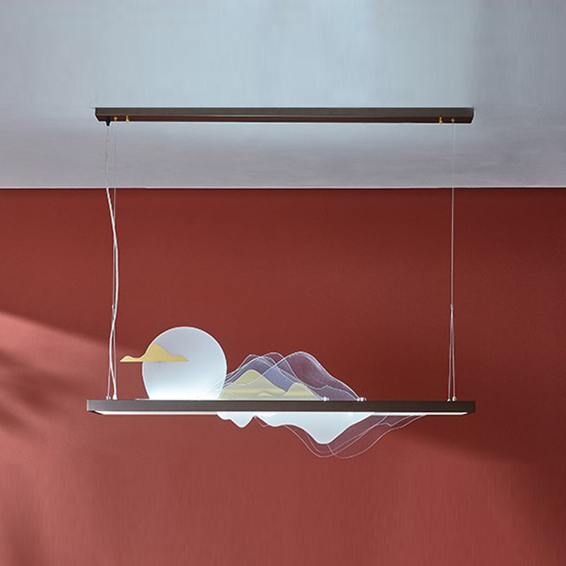 Zeitgenössische Kücheninselbeleuchtung Rechteck Metall 1-Licht Island Lichter