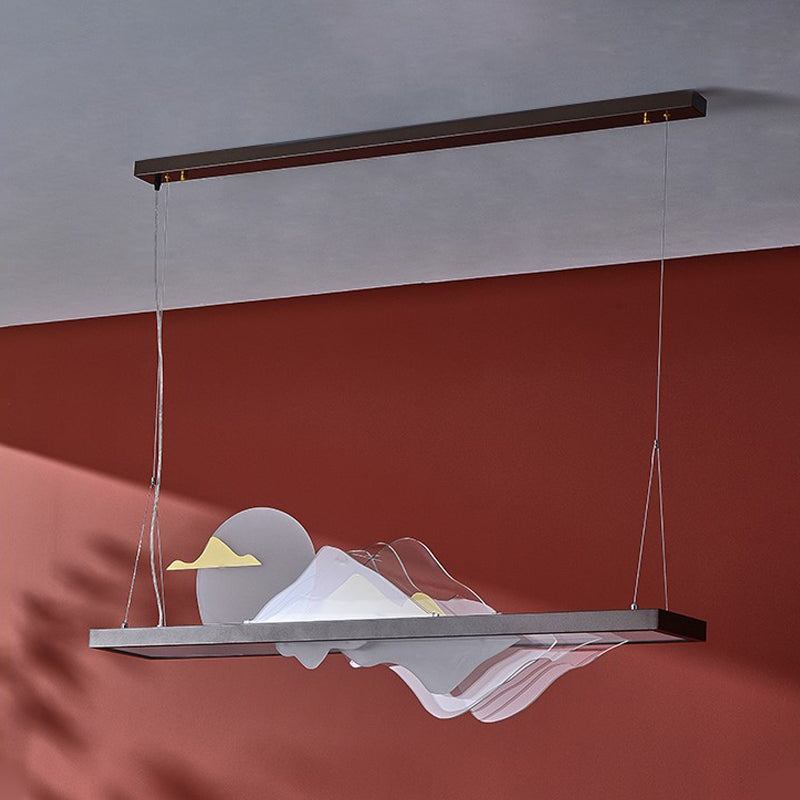 Contemporary Kitchen Island Lighting Rectangle Metal 1-Light Island Lights