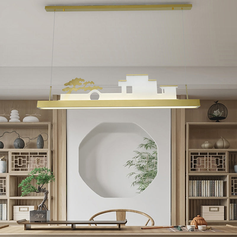 Zeitgenössische Kücheninselbeleuchtung Rechteck Metall 1-Licht Island Lichter