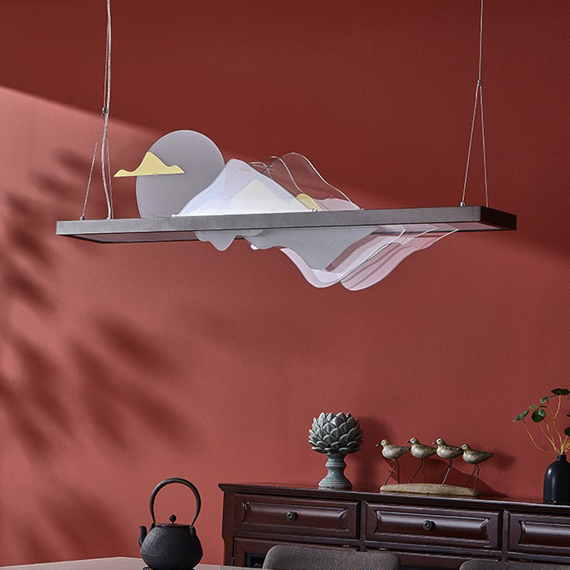 Zeitgenössische Kücheninselbeleuchtung Rechteck Metall 1-Licht Island Lichter