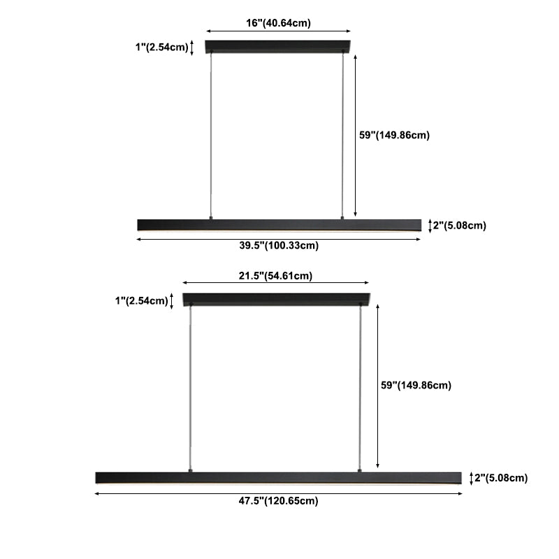 Metal 1-Light Contemporary Pendant Lights Linear Pendant Light Fixture with Acrylic Shade