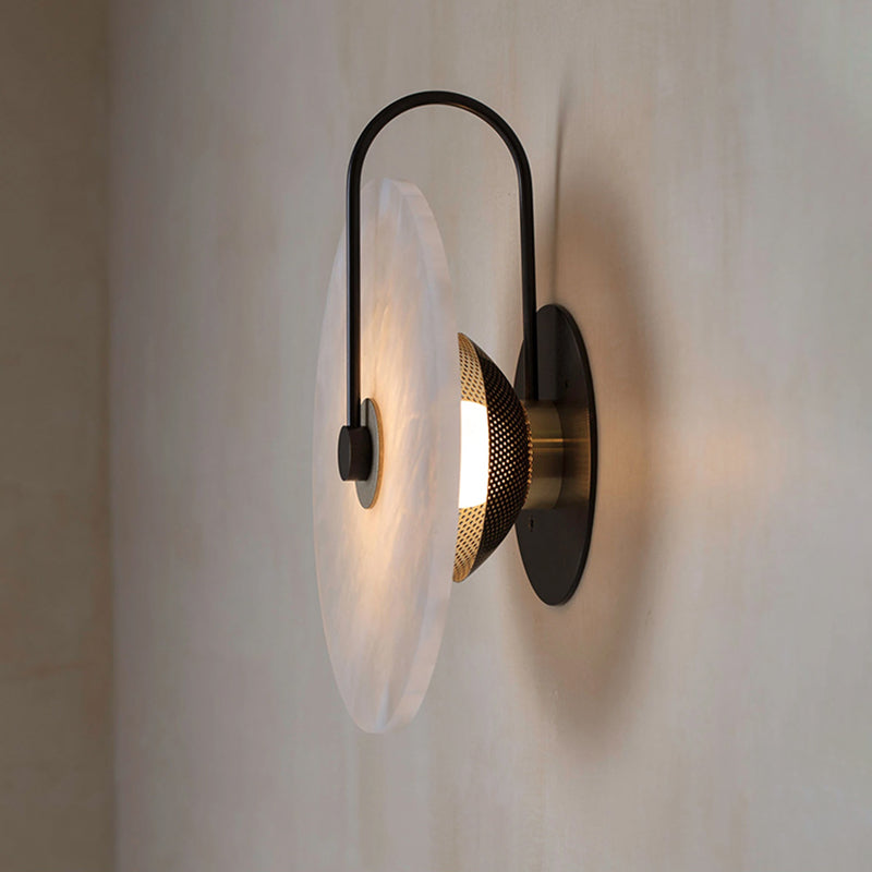 Glass Round Wall Sconce Lights Modern Style 1 Light Wall Murd Lamps