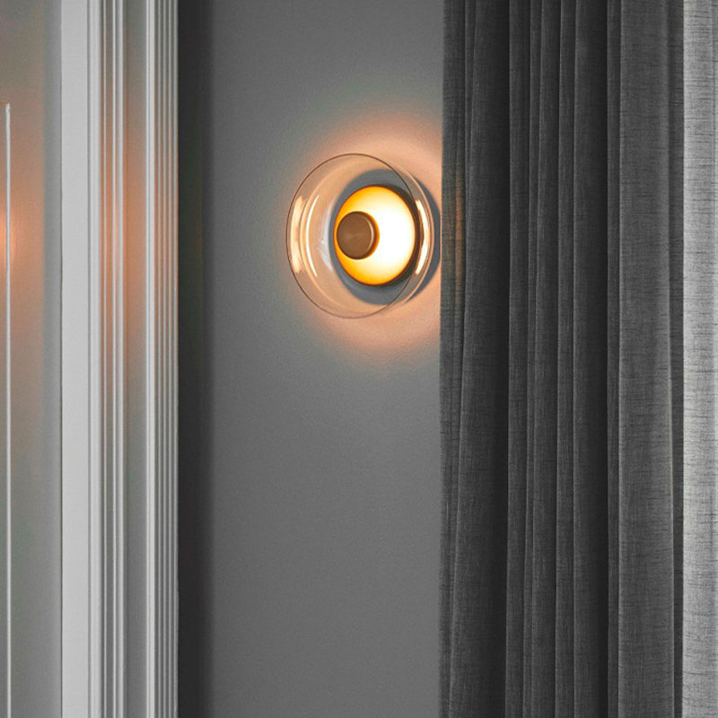 Glass Circular Wall Sconce Lights Modern Style 1 Light Wall Murd Mottes Lampes