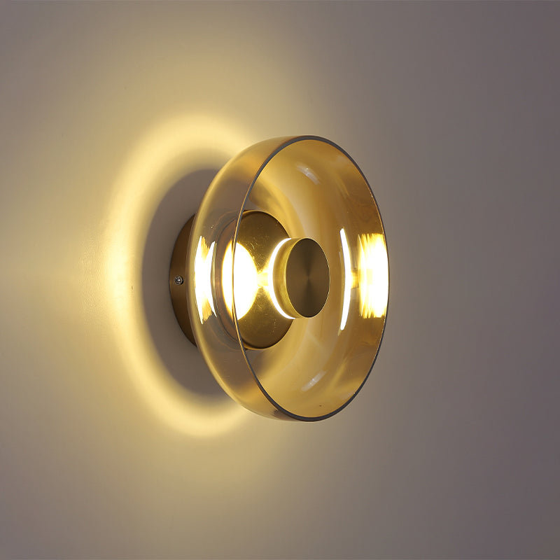 Glass Circular Wall Sconce Lights Modern Style 1 Light Wall Murd Mottes Lampes