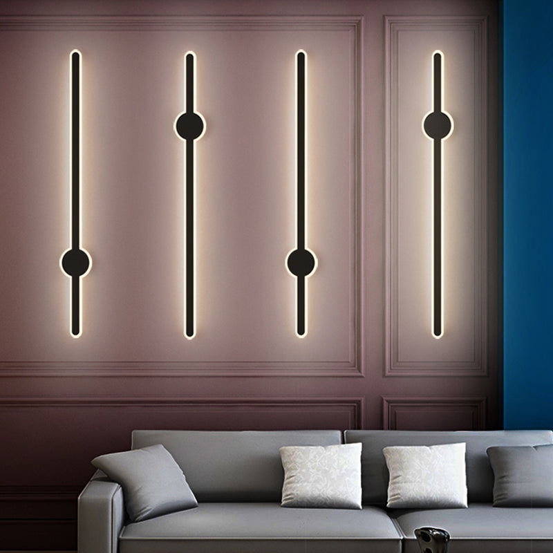 Forme linéaire Mur en métal Gamique de style moderne Lumière de mur de lumière unique en noir